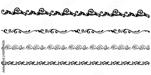 Decorative vintage dividers line vintage frames and scroll elements. Classic calligraphy swirls, swashes, dividers, Good for greeting cards, wedding invitations, restaurant menu, royal certificates.