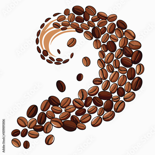 Coffee bean wave vector illustration