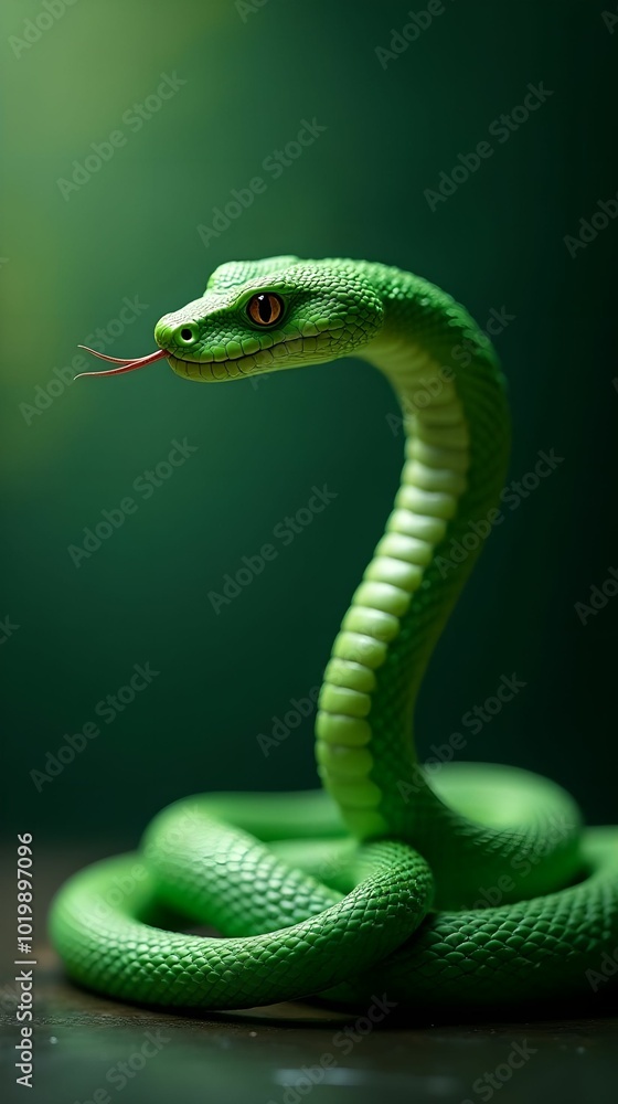 Fototapeta premium green snake symbol of the new year 2025