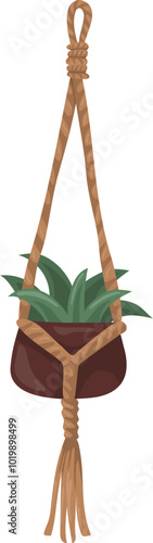 Vector Illustration of Macrame Plant Hanger Bohemian Home Decor