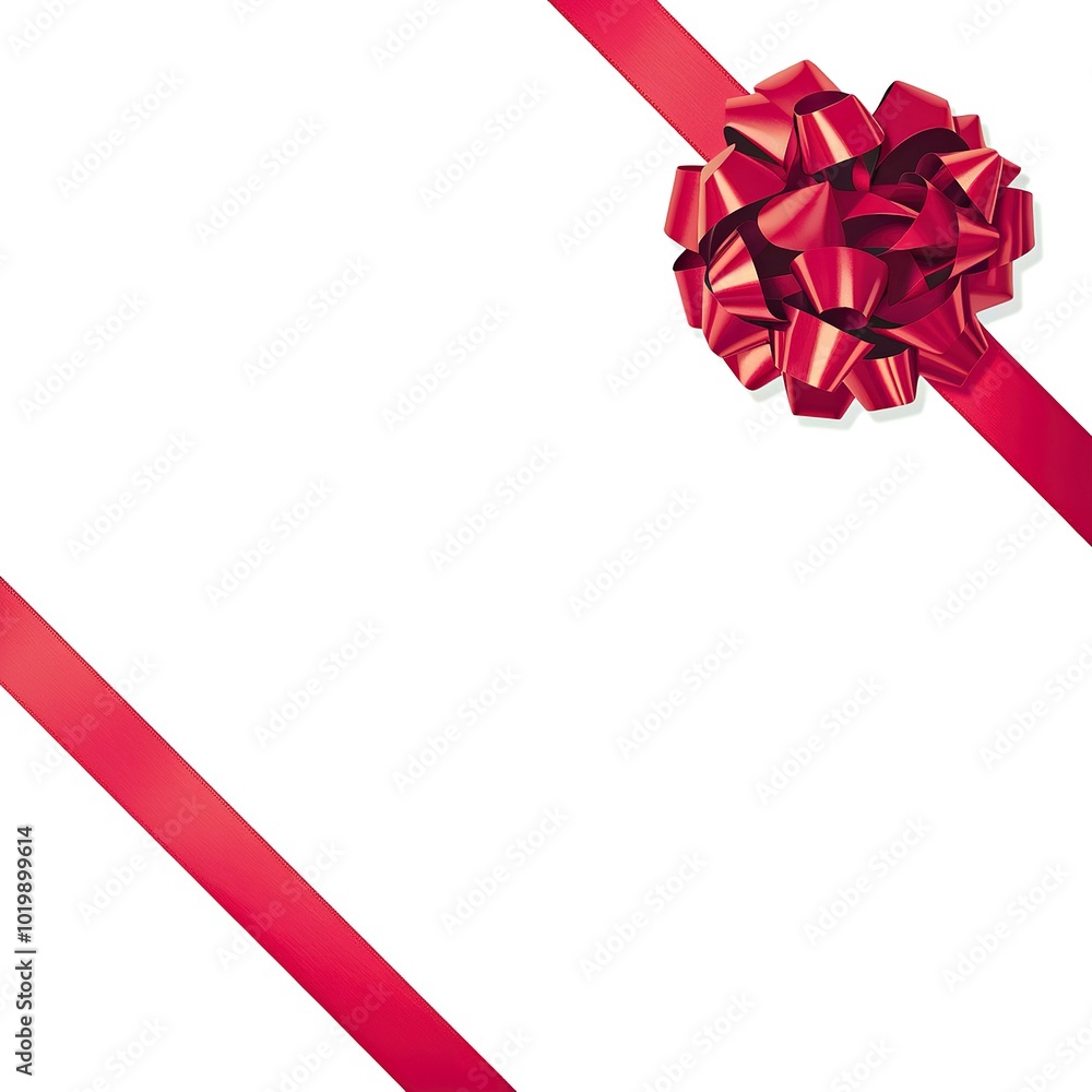 A vibrant red ribbon diagonally positioned across a white background A vibrant red ribbon diagonally positioned across a white background