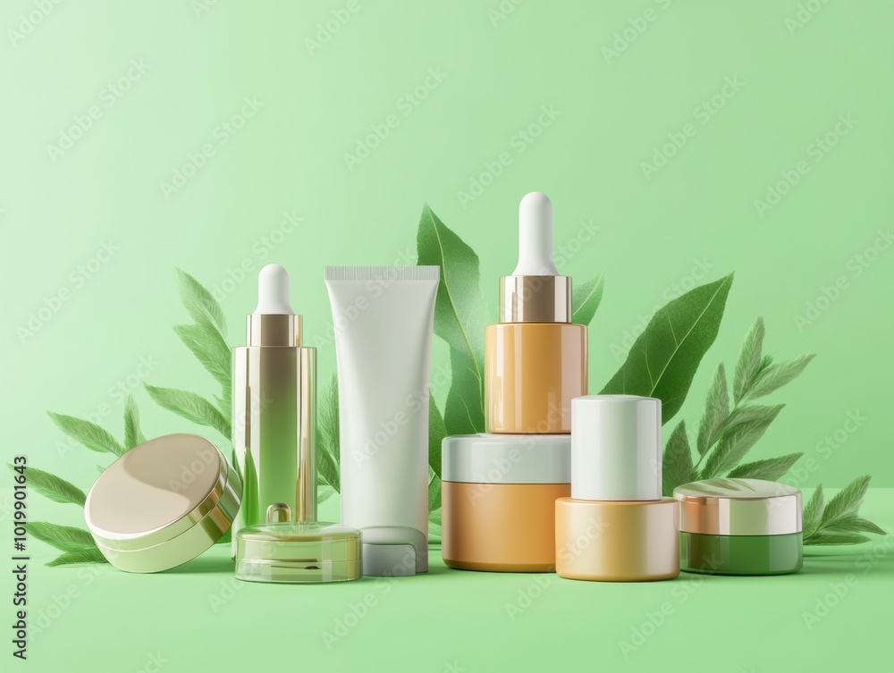 Skincare Products Green Backgr Skincare Products Green Backgr