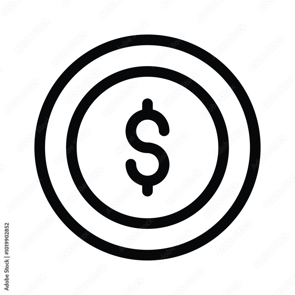 A coin icon featuring a currency symbol, representing money or finance A coin icon featuring a currency symbol, representing money or finance