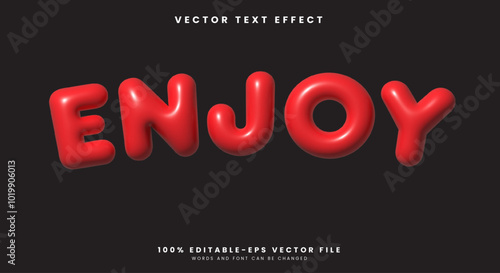 Enjoy Cartoon style 3D Inflated editable text effect template premium vector