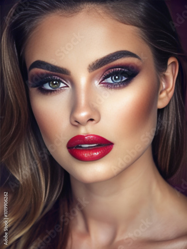 Wallpaper Mural A woman with red lipstick and green eyeshadow Torontodigital.ca