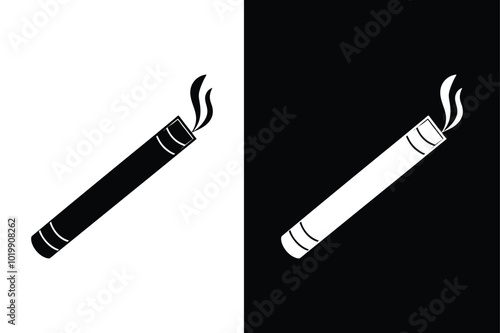 Minimalist Cigarette Icon. Bold Black and White Design