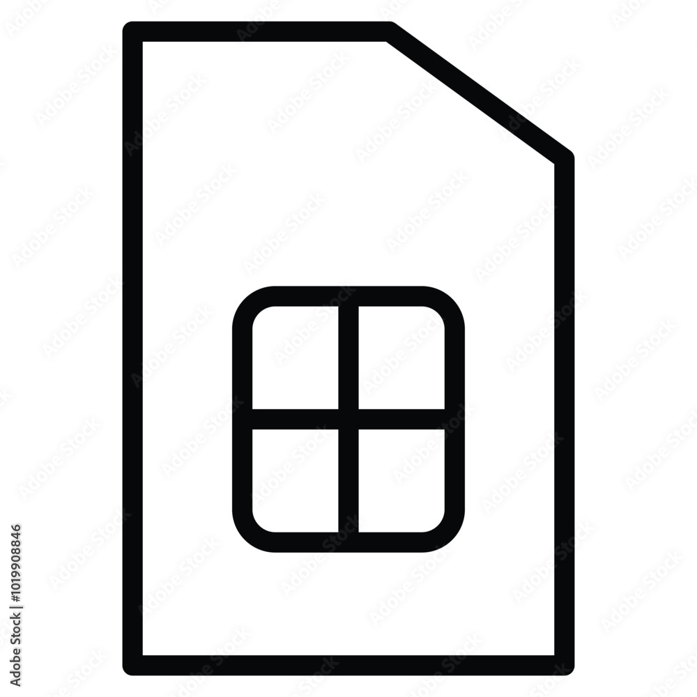 Sim Card Icon Outline Style. Editable Stroke Icon. Sim Card Icon Outline Style. Editable Stroke Icon.