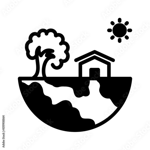 Vector solid black icon for Living environment