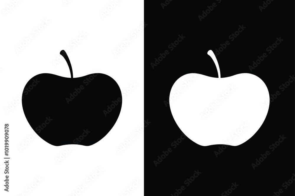 Obraz premium Modern Flat Apple Icon Design. Black Silhouette Style