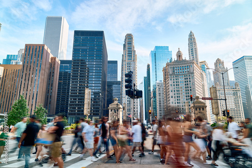 People in Chicago downtown