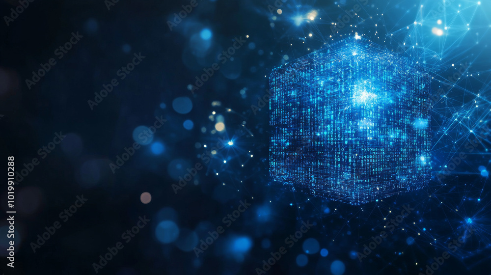 A digital background with a cube made of numbers. It represents blockchain technology, used for finance and cryptocurrency, shown as a modern business graphic. A digital background with a cube made of numbers. It represents blockchain technology, used for finance and cryptocurrency, shown as a modern business graphic.