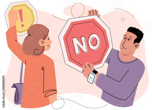 Boundary vector illustration. Isolation can occur when boundaries are excessively restrictive, leading to sense detachment Preventive measures such as maintaining boundaries can help protect mental