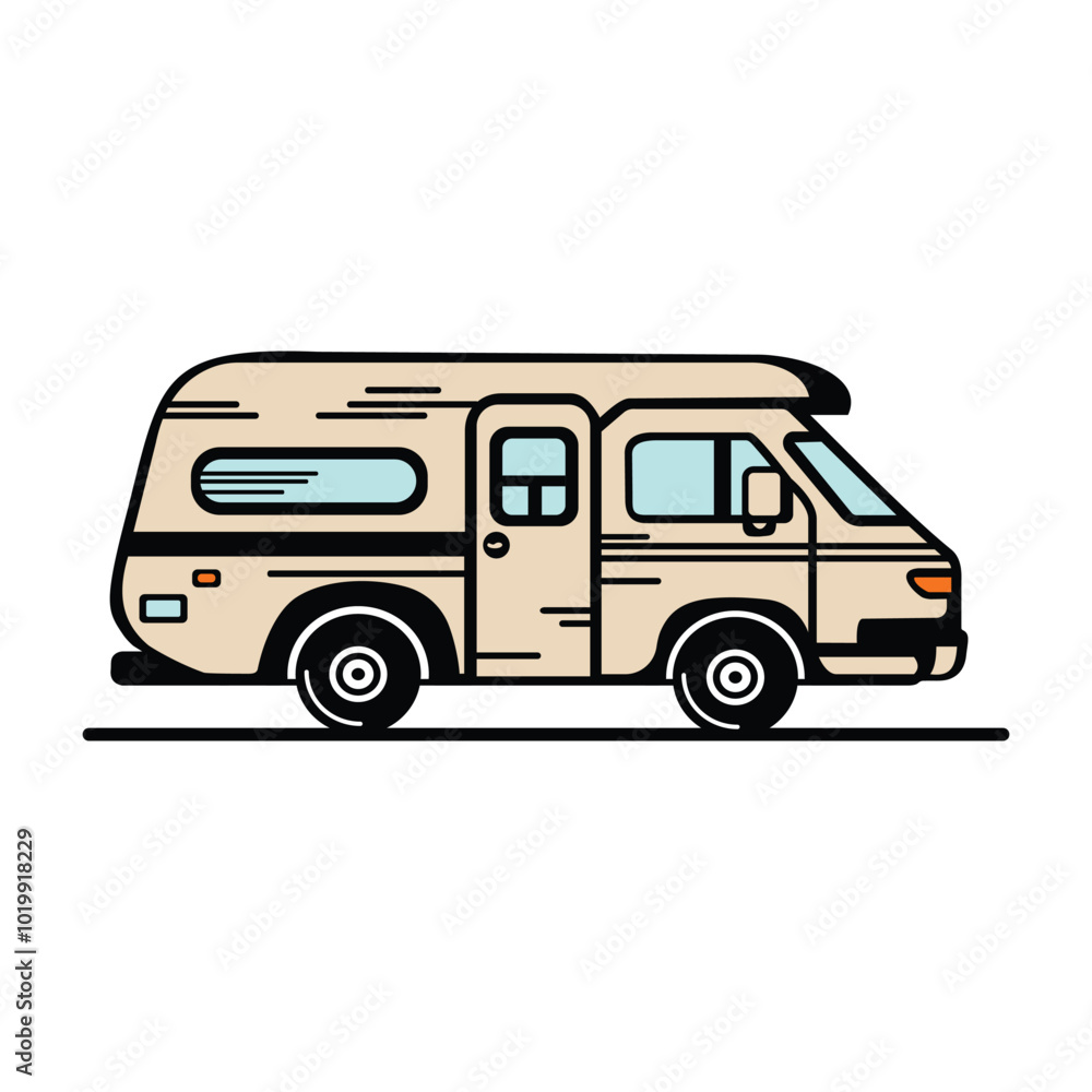 RV Camper van clipart cartoon style vector illustration RV Camper van clipart cartoon style vector illustration