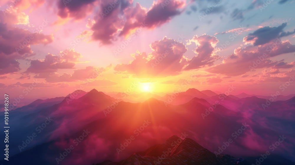 Majestic Mountain Sunset: A Breathtaking View Majestic Mountain Sunset: A Breathtaking View