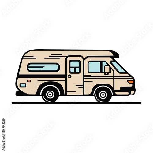 RV Camper van clipart cartoon style vector illustration