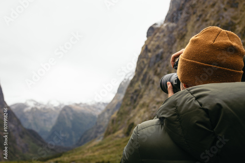 Photographer taking photos of New Zealand's landscapes
