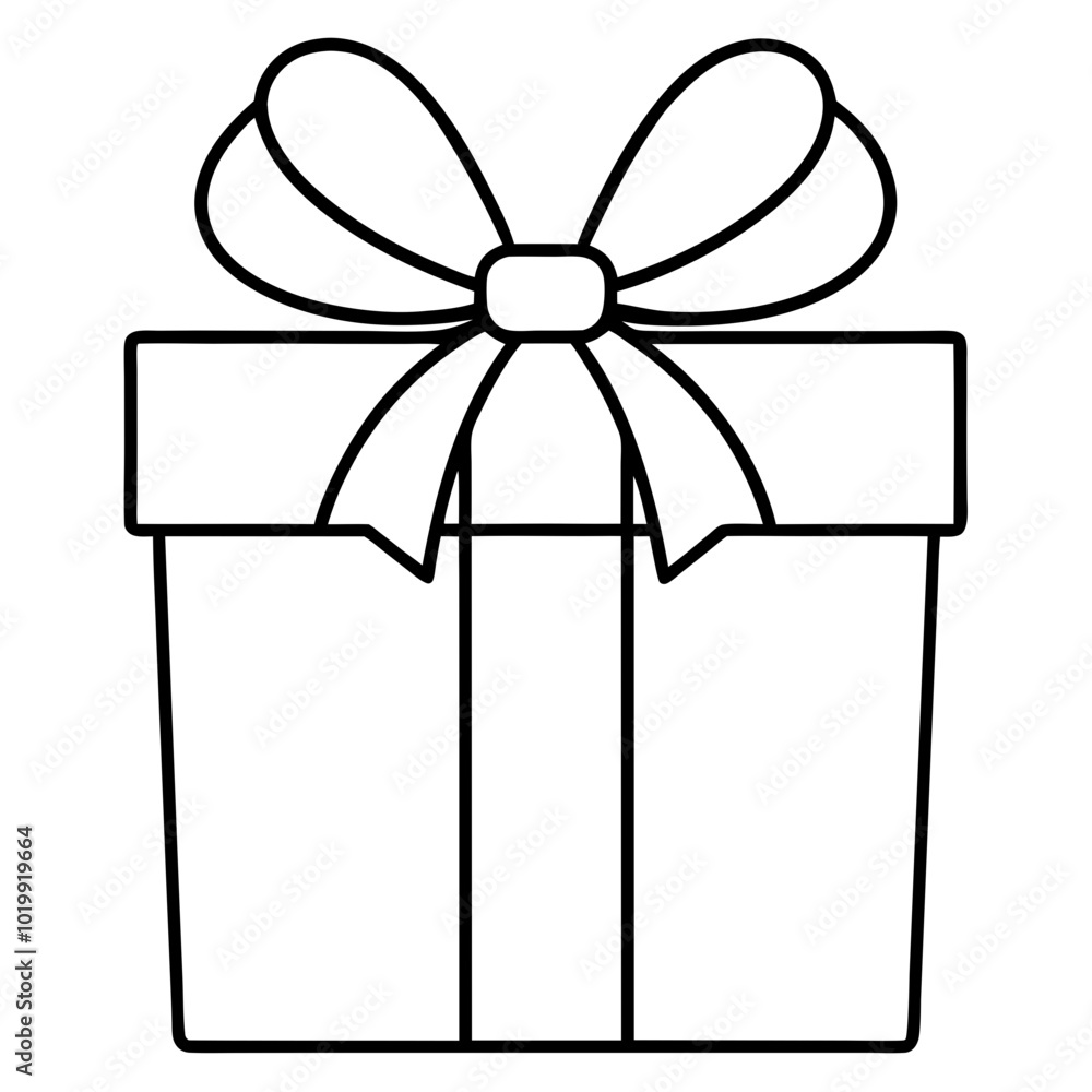 Christmas gift box with bow line art vector, #transparent background Christmas gift box with bow line art vector, #transparent background