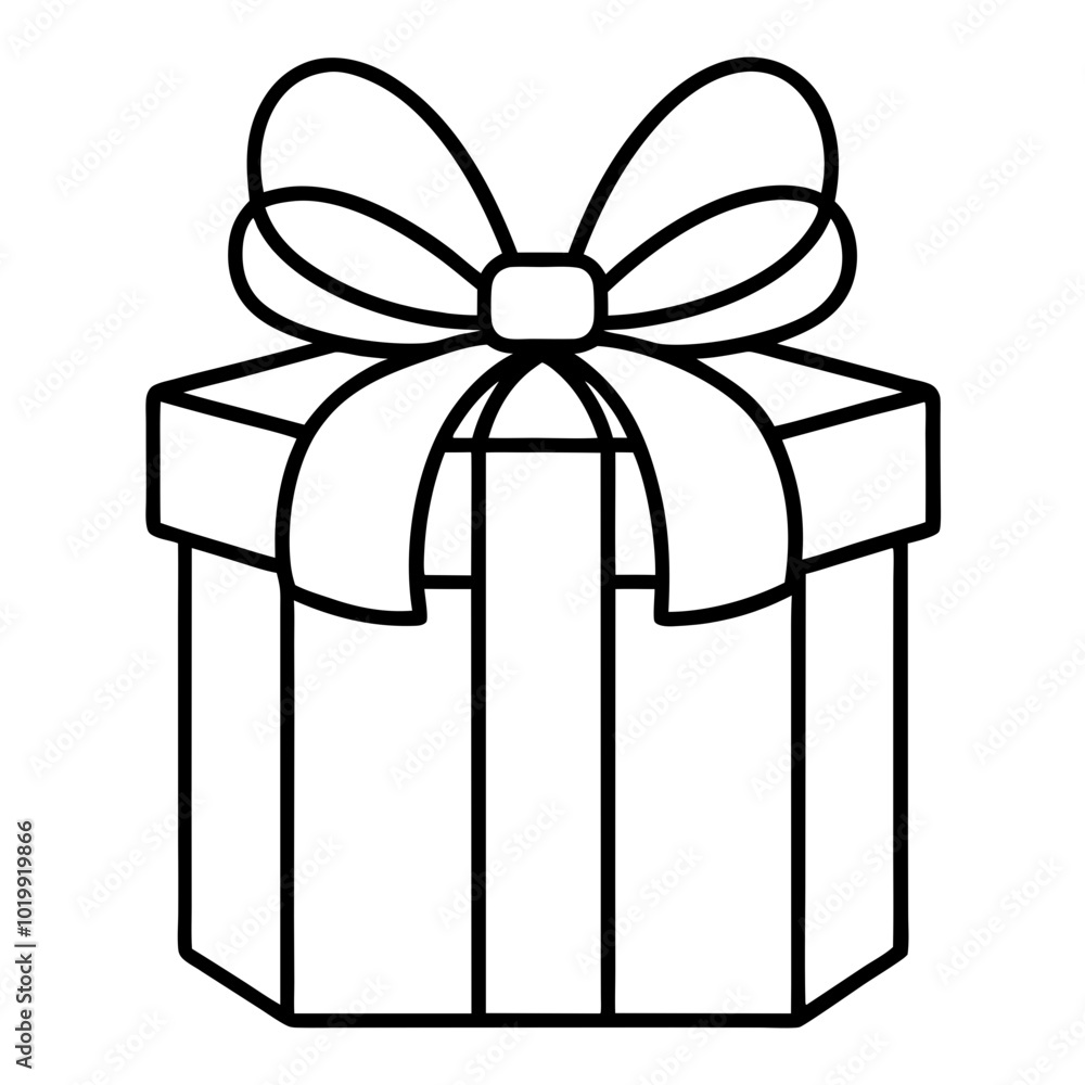 Christmas gift box with bow line art vector, #transparent background Christmas gift box with bow line art vector, #transparent background