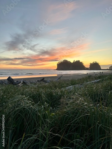 Sunset over First Beach at La Push on the Quiluete Reservation