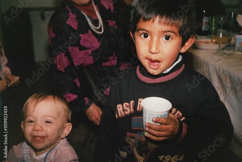 Kids celebrate birthday party together
 photo