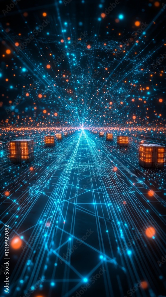 Fototapeta premium The Digital Logistics Web, Digital Supply Chain Management