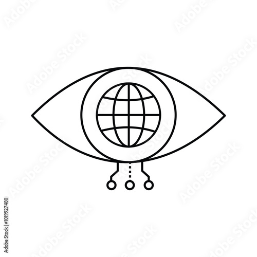 Global AI Visual Recognition Eye Technology Vector Icon Design with Editable Stroke