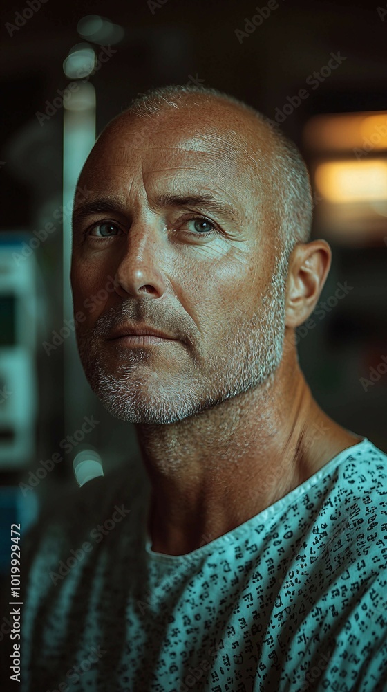 Portrait of a Serious Man in a Hospital Gown Portrait of a Serious Man in a Hospital Gown