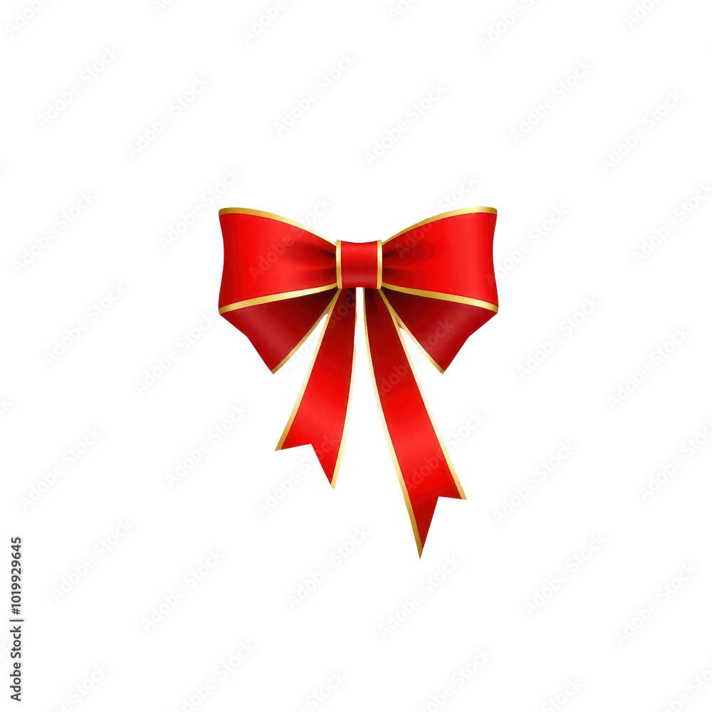 Fototapeta premium Red bow with gold accents, perfect for festive occasions and gifts