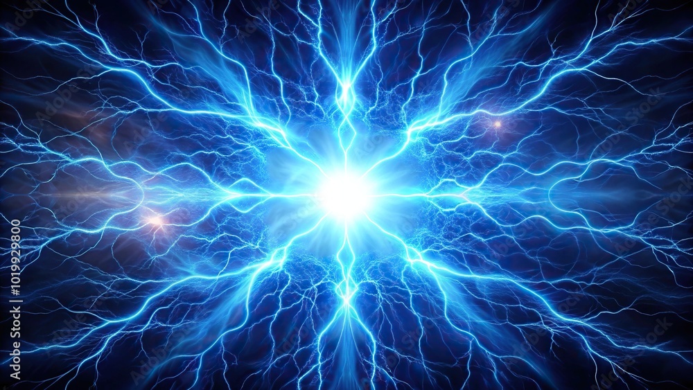 Background of a blue energy ray lightning explosion with depth of field effect Background of a blue energy ray lightning explosion with depth of field effect