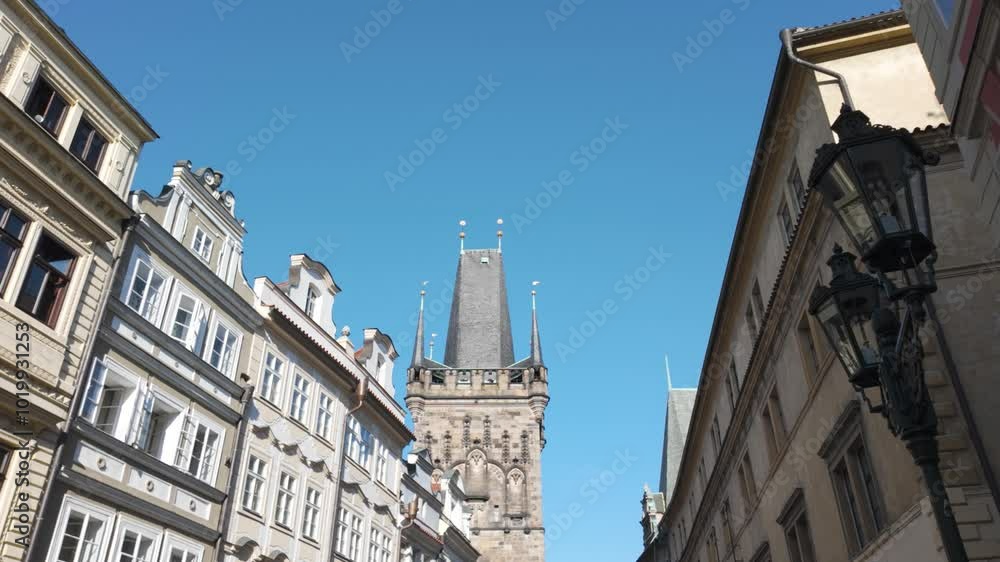 Lesser Town Bridge Tower in Prague, Czechia, historic Gothic tower at Charles Bridge Lesser Town Bridge Tower in Prague, Czechia, historic Gothic tower at Charles Bridge