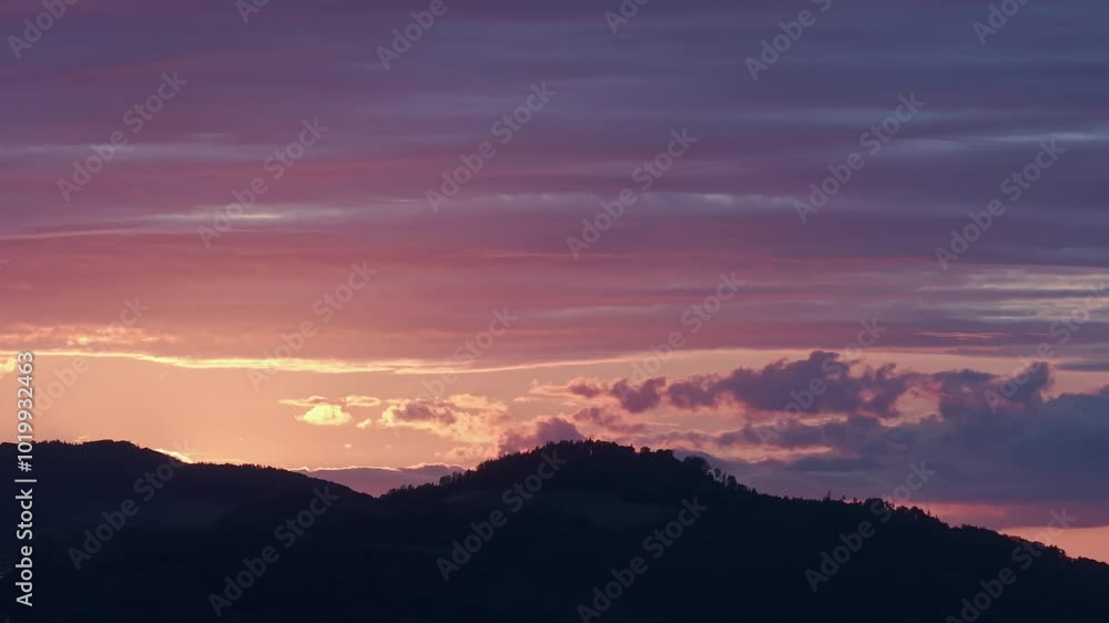 Aerial view of landscape with golden sunset after rainstorm with clouds.Close up shot Aerial view of landscape with golden sunset after rainstorm with clouds.Close up shot