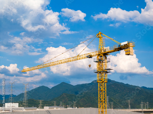 Yellow construction tower 