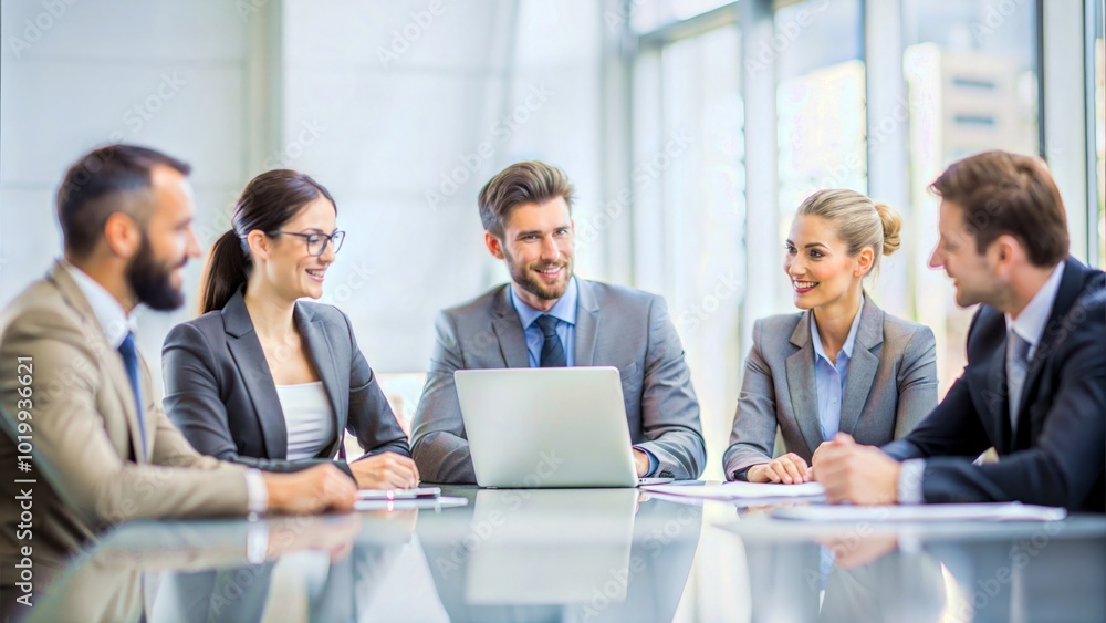 group of businesspeople discussing for new project sitting together in a meeting desk group of businesspeople discussing for new project sitting together in a meeting desk