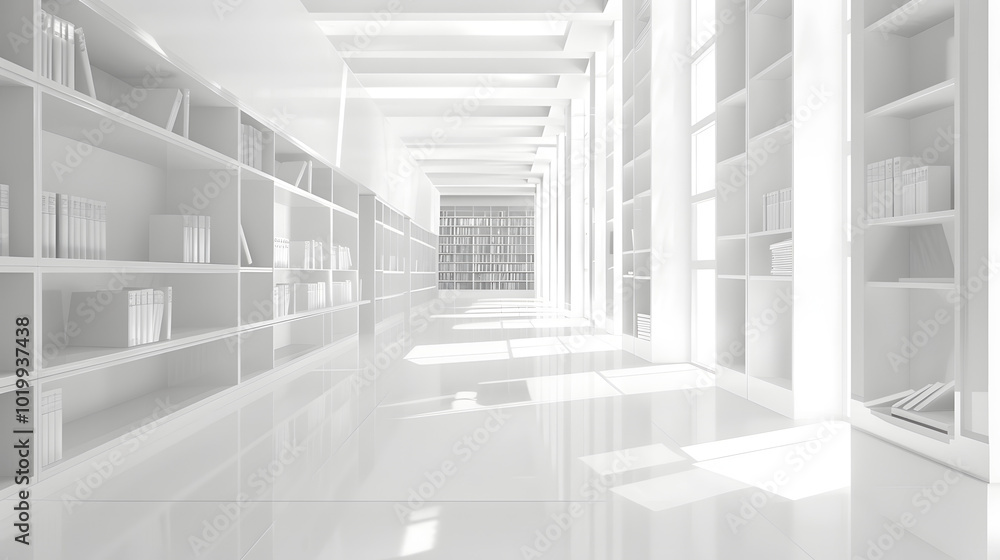 Obraz premium Library background image, white room.
