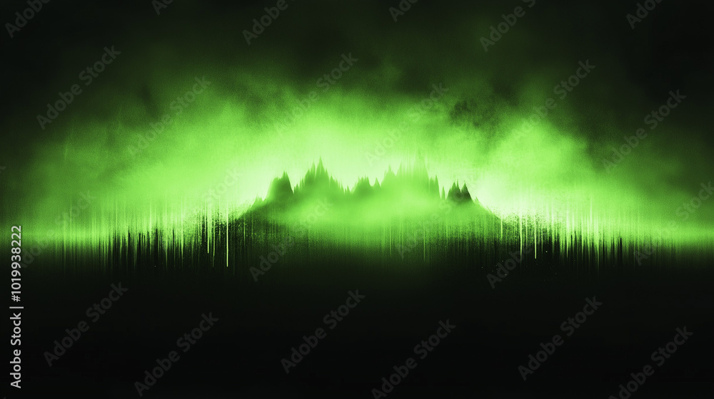 Abstract landscape with green light and dark silhouette of mountains. Abstract landscape with green light and dark silhouette of mountains.