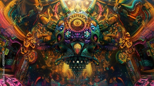 Wallpaper Mural Kaleidoscopic Piata Levitating in a Dreamlike Festive Scene Vibrant Abstract Digital Art Torontodigital.ca