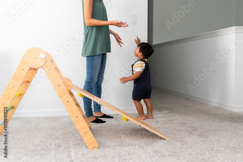 Mother reasons with her toddler