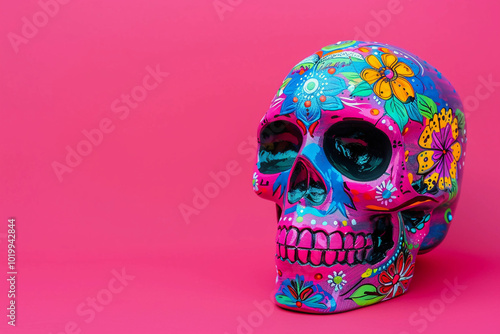 Beautiful greeting card with bright holiday composition for happy to joy celebrate dia de muertos