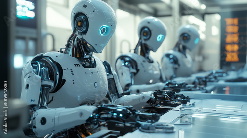 Robots powered by AI are working in factories. These robots can control robotic arms, making things faster and more efficient. This is part of a new industrial revolution where AI plays a big role.