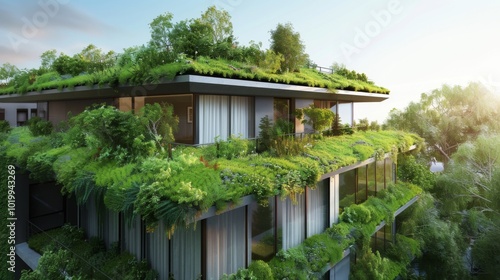 Wallpaper Mural Modern Building with Lush Green Roof - Sustainable Urban Design Torontodigital.ca