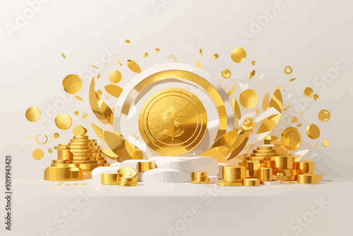 white background golden energy Wealth and Abundance