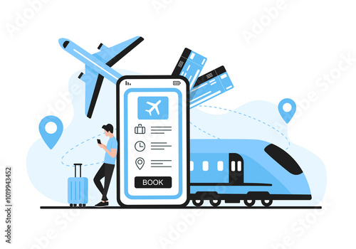 Travel concept. Colored flat illustration. White background.