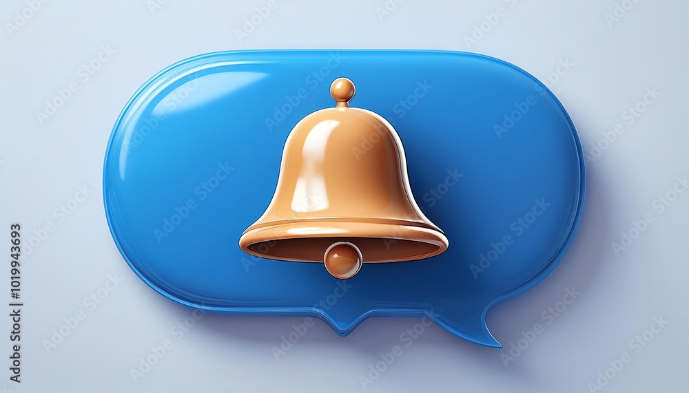 A blue speech bubble with a golden notification bell inside, symbolizing alerts or messages in a modern digital context. A blue speech bubble with a golden notification bell inside, symbolizing alerts or messages in a modern digital context.