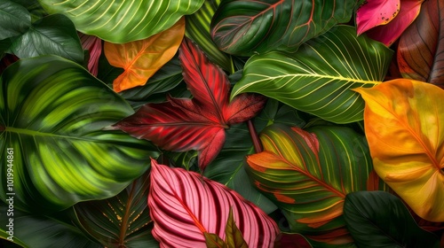 Wallpaper Mural Vibrant Tropical Leaves Texture Background Torontodigital.ca