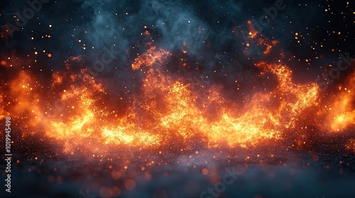 Intense fire background with glowing flames and dark shadows, capturing the raw energy of fire.