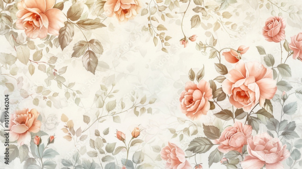 Beautiful Pink Rose Floral Pattern Background Beautiful Pink Rose Floral Pattern Background