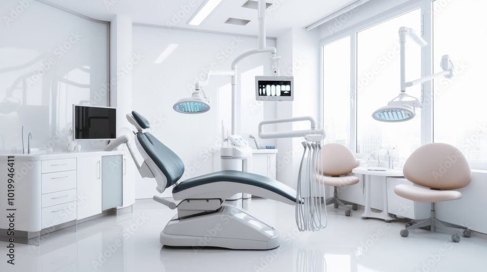 A sleek dental clinic with modern furnishings, bright lighting, and state-of-the-art equipment, radiating cleanliness and comfort. A sleek dental clinic with modern furnishings, bright lighting, and state-of-the-art equipment, radiating cleanliness and comfort.