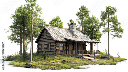 Obraz na płótnie A rustic wooden cabin nestled in a grove of trees w salonie