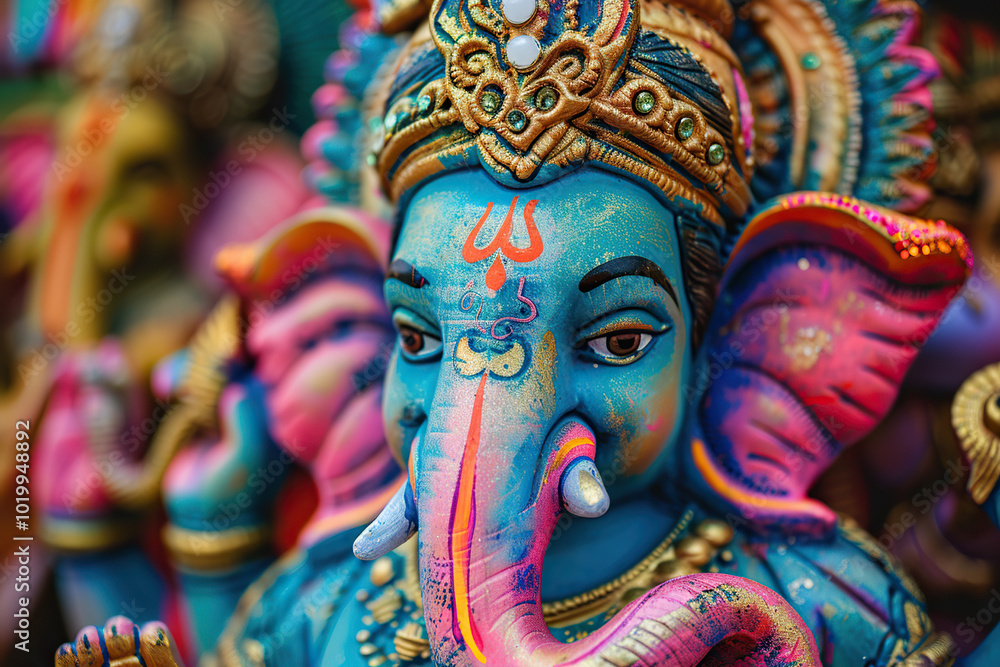 Beautiful greeting card with bright holiday composition for happy celebrate Ganesh Chaturthi Beautiful greeting card with bright holiday composition for happy celebrate Ganesh Chaturthi