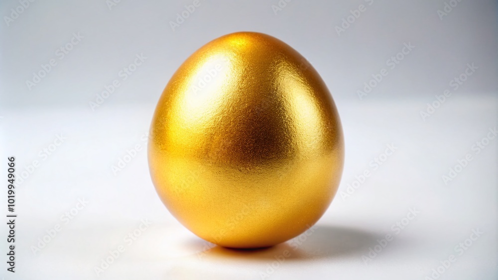 Shiny Gold Chicken Egg on a Soft White Background Symbolizing Wealth and Prosperity in Life Shiny Gold Chicken Egg on a Soft White Background Symbolizing Wealth and Prosperity in Life